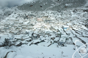 Namche covered in snow