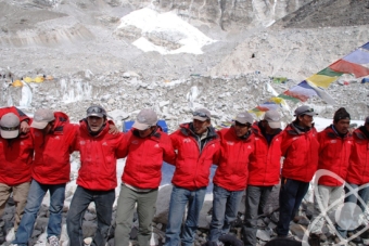Sherpas dancing at Puja