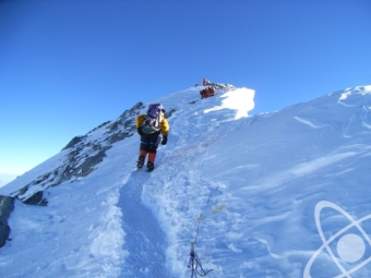 Approaching the summit of Everest